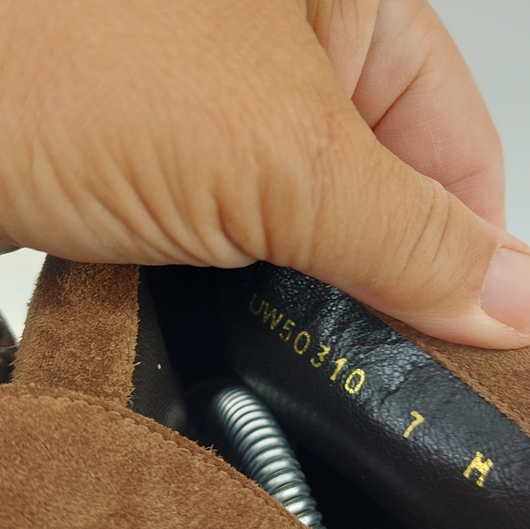 Stuart Weitzman 'Yadastud' Biker Ankle Boot Brown Suede 7M MSRP $585 - Picture 3 of 7